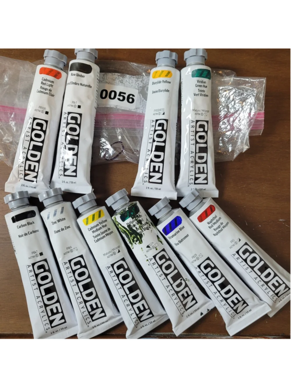 #56 Golden Heavy Body Acrylic 2oz Paint Lot Of 10 Colors New/Sealed.